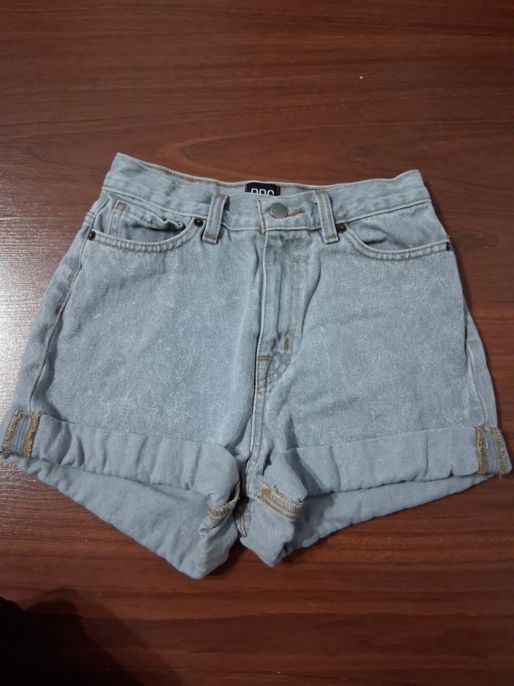 BDG Light Blue Rolled Hem Denim Shorts
